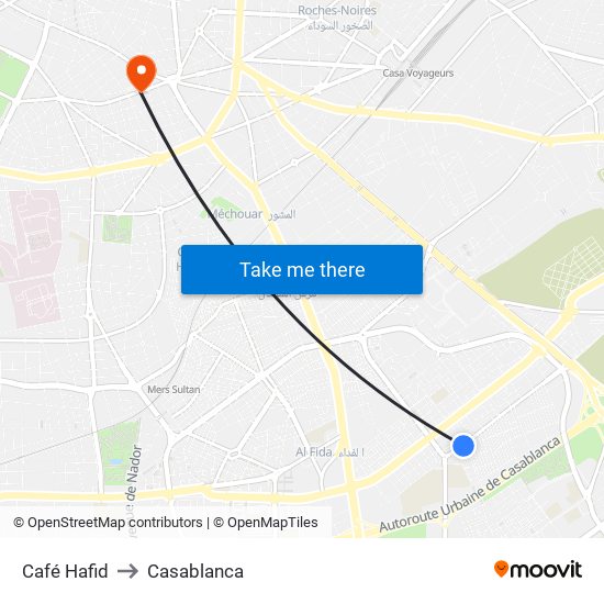 Café Hafid to Casablanca map