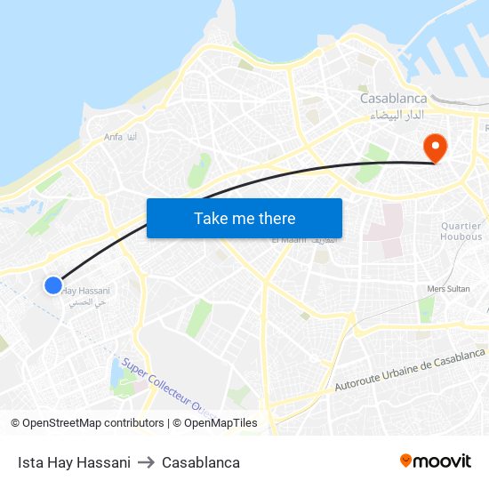 Ista Hay Hassani to Casablanca map