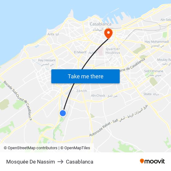 Mosquée De Nassim to Casablanca map