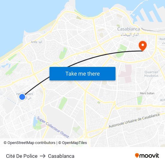 Cité De Police to Casablanca map