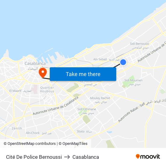 Cité De Police Bernoussi to Casablanca map