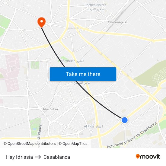 Hay Idrissia to Casablanca map