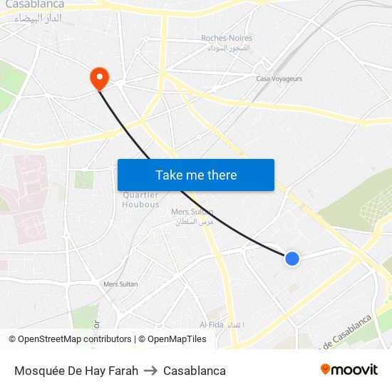 Mosquée De Hay Farah to Casablanca map