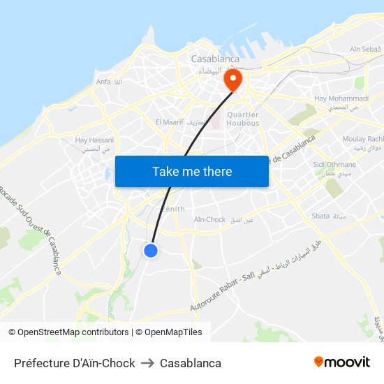 Préfecture D'Aïn-Chock to Casablanca map