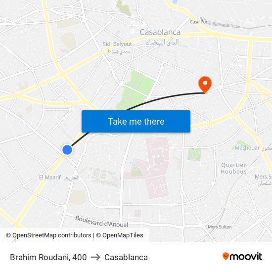 Brahim Roudani, 400 to Casablanca map