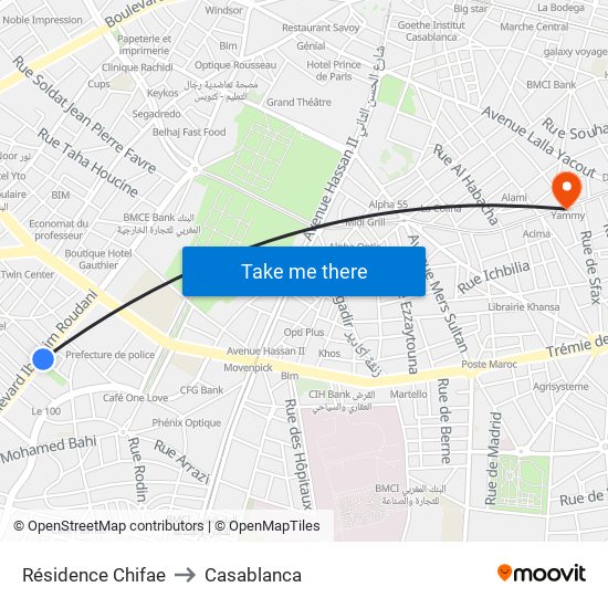 Résidence Chifae to Casablanca map