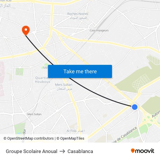 Groupe Scolaire Anoual to Casablanca map