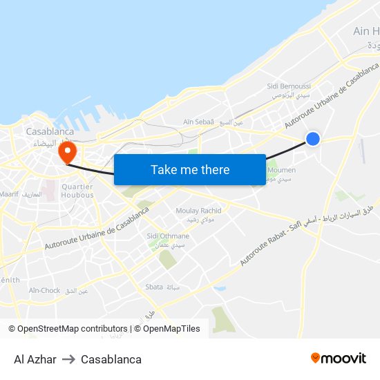Al Azhar to Casablanca map
