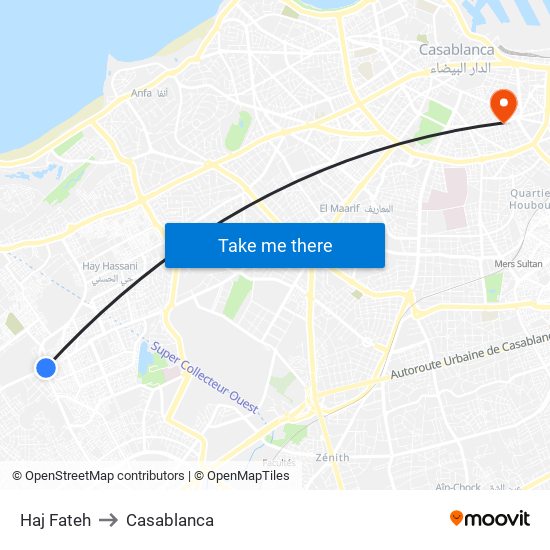 Haj Fateh to Casablanca map