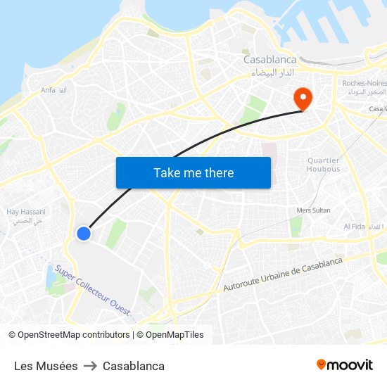 Les Musées to Casablanca map
