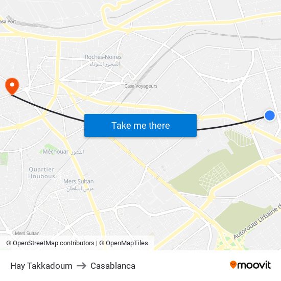 Hay Takkadoum to Casablanca map