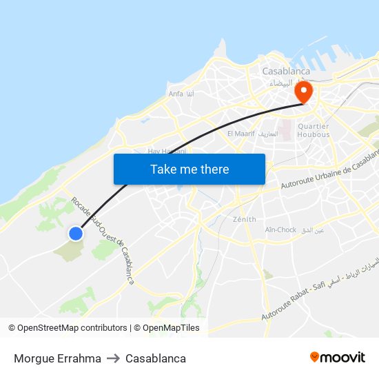 Morgue Errahma to Casablanca map