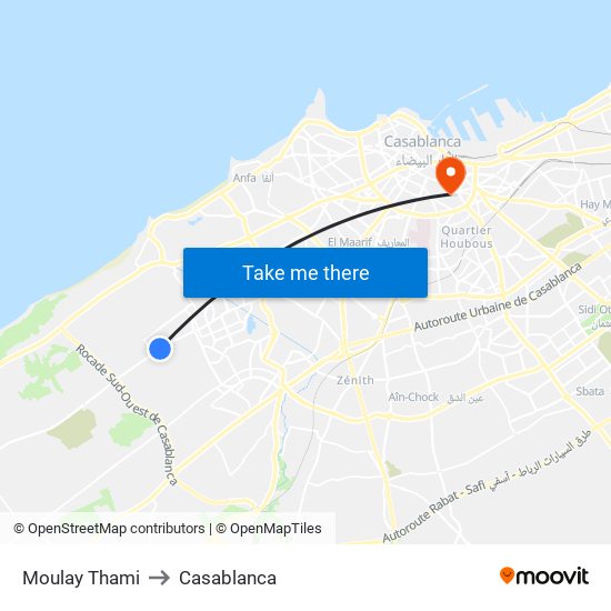 Moulay Thami to Casablanca map