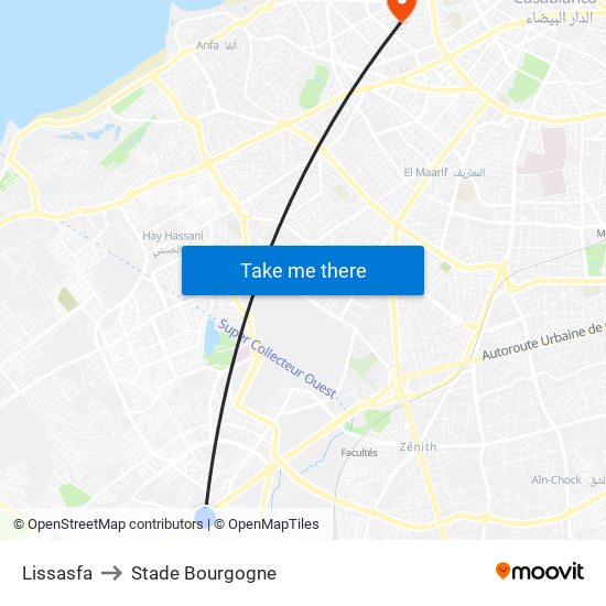 Lissasfa to Stade Bourgogne map