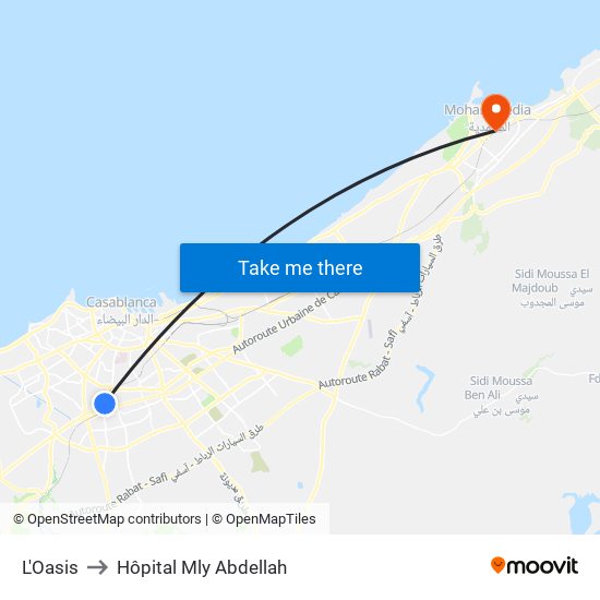 L'Oasis to Hôpital Mly Abdellah map