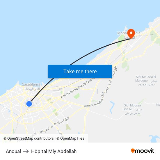 Anoual to Hôpital Mly Abdellah map