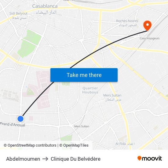 Abdelmoumen to Clinique Du Belvédère map