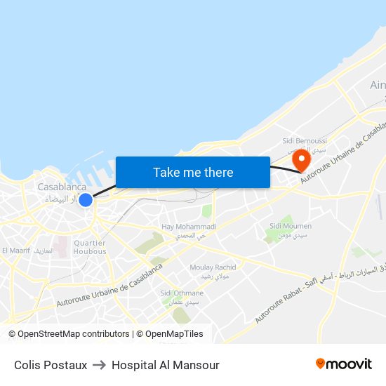 Colis Postaux to Hospital Al Mansour map