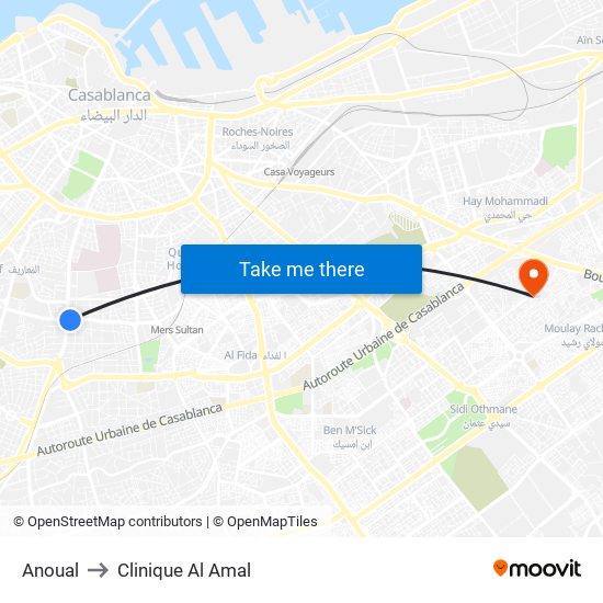 Anoual to Clinique Al Amal map