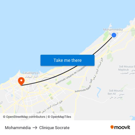 Mohammédia to Clinique Socrate map