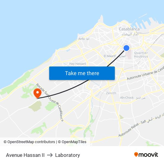 Avenue Hassan II to Laboratory map