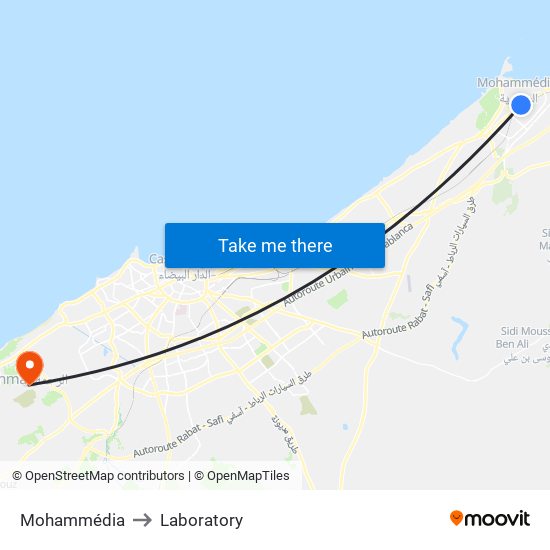 Mohammédia to Laboratory map