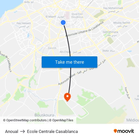 Anoual to Ecole Centrale Casablanca map