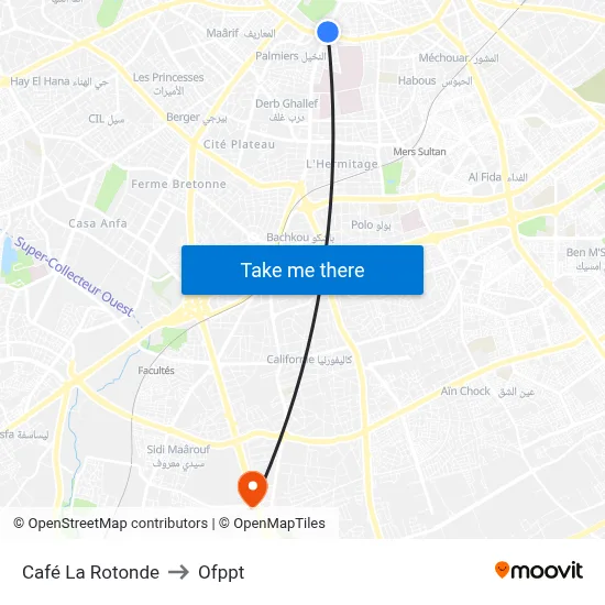 La Rotonde Cafe to OFPPT map