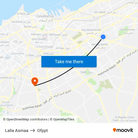 Lalla Asmaa to OFPPT map