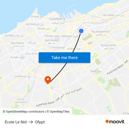École Le Nid to Ofppt map
