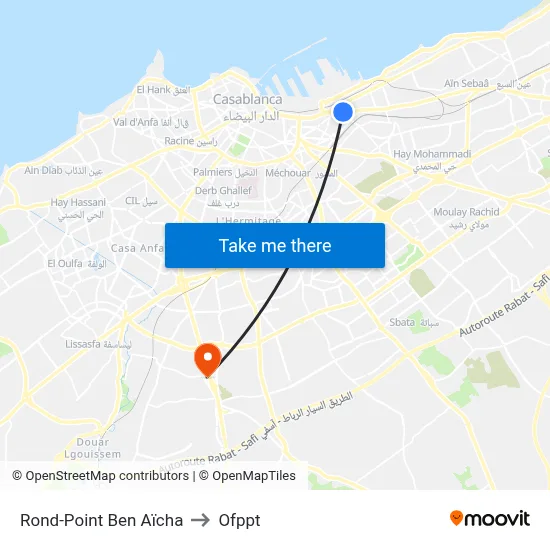 Ben Aïcha Roundabout to OFPPT map