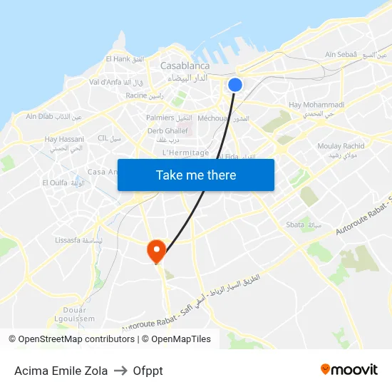 Acima Emile Zola to OFPPT map