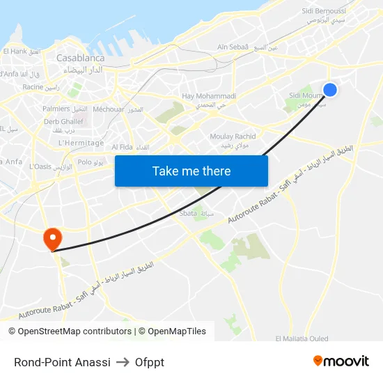 Anassi Roundabout to OFPPT map