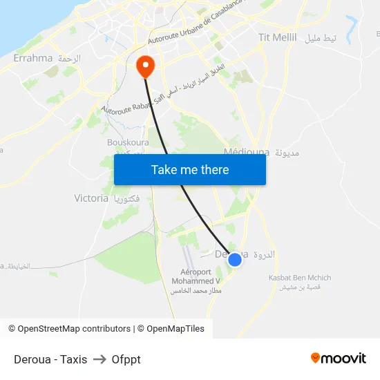 Deroua - Taxis to OFPPT map