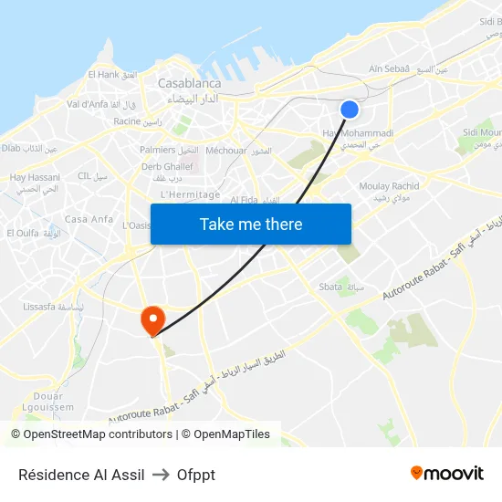 Al Assil Residence to OFPPT map