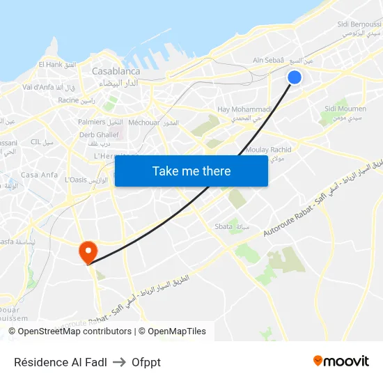Al Fadl Residence to OFPPT map