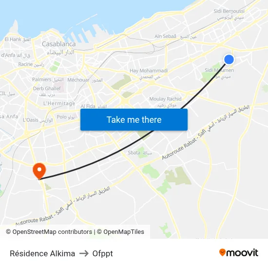 Alkima Residence to OFPPT map