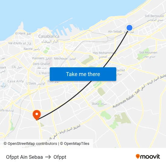 Ofppt Ain Sebaa to OFPPT map