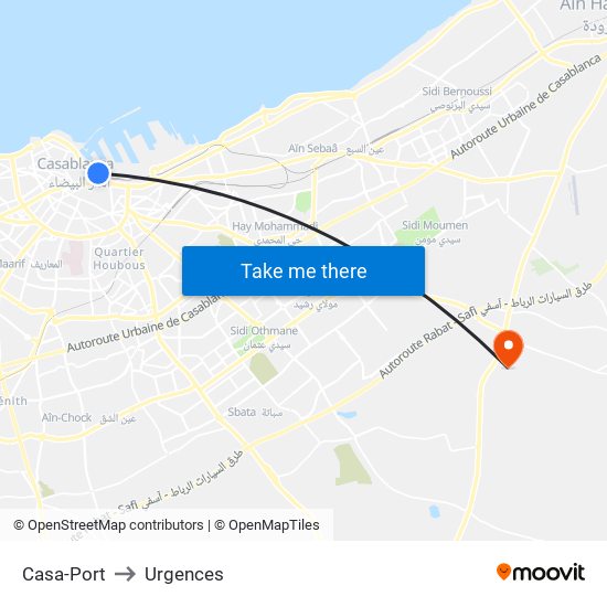 Casa-Port to Urgences map