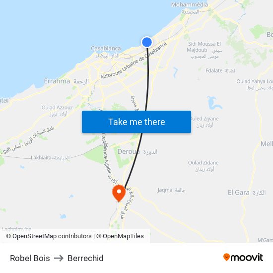 Robel Bois to Berrechid map