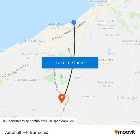 Autohall to Berrechid map