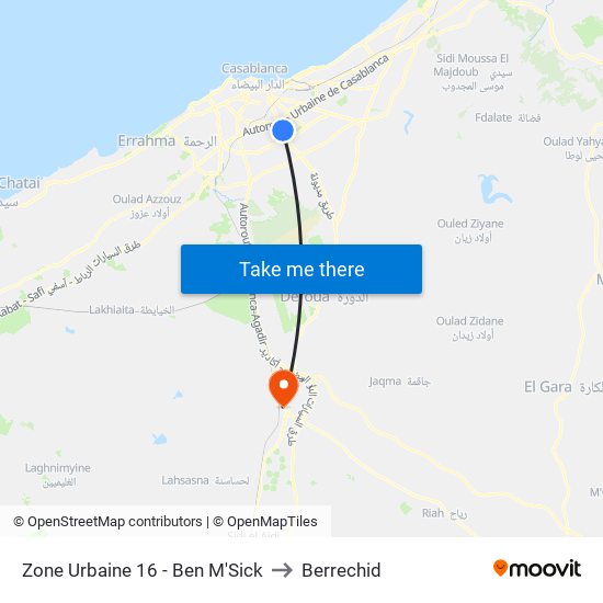 Zone Urbaine 16 - Ben M'Sick to Berrechid map