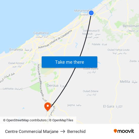 Centre Commercial Marjane to Berrechid map