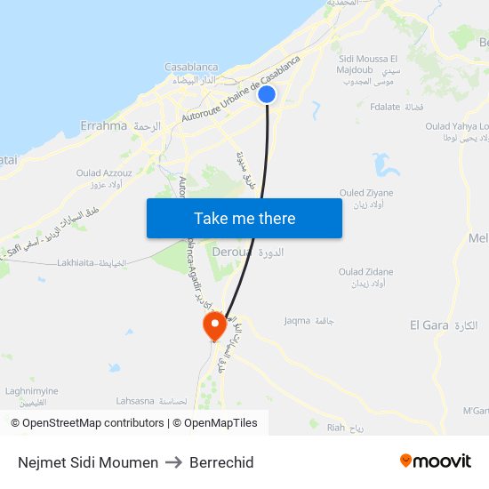 Nejmet Sidi Moumen to Berrechid map