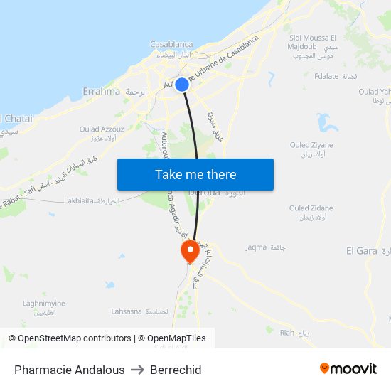 Pharmacie Andalous to Berrechid map