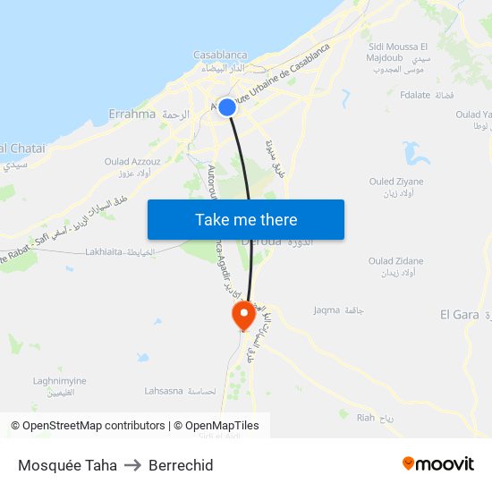 Mosquée Taha to Berrechid map