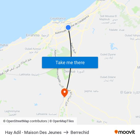 Hay Adil - Maison Des Jeunes to Berrechid map