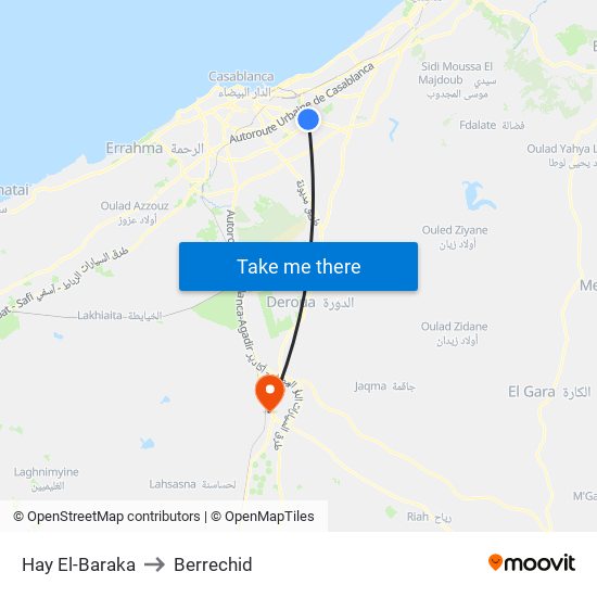 Hay El-Baraka to Berrechid map