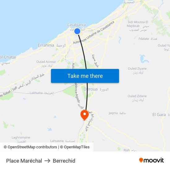 Place Maréchal to Berrechid map
