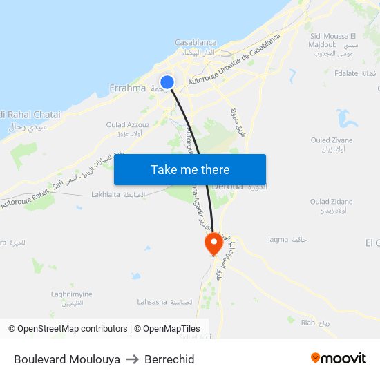 Boulevard Moulouya to Berrechid map